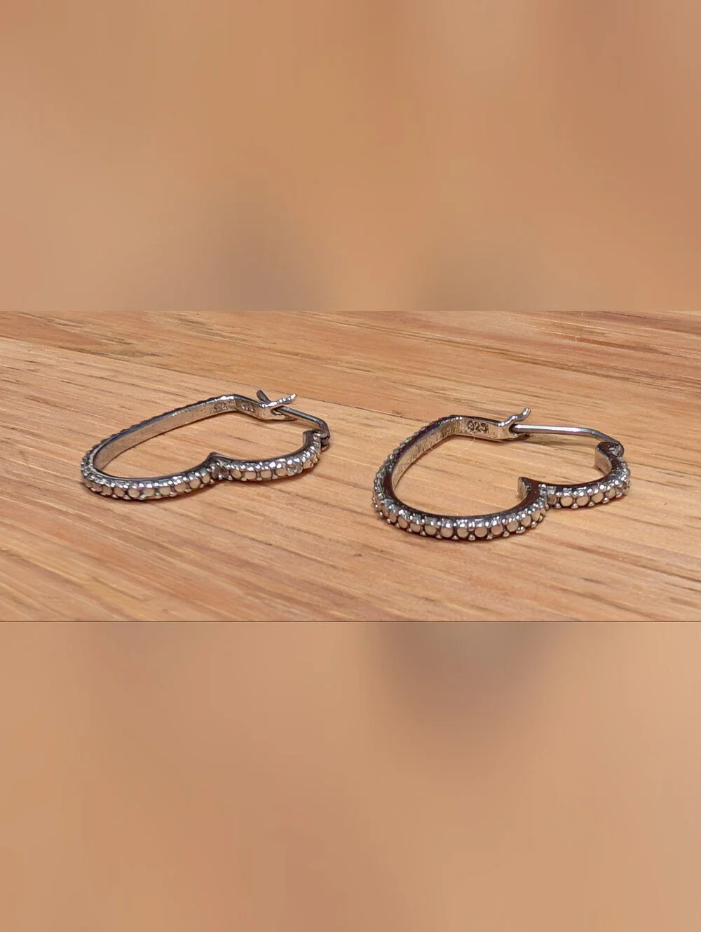 925 Silver Heart Hoop Earrings - Elegant Women Jewelry
